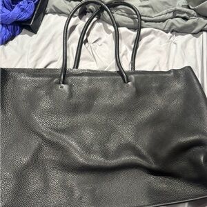 Jil Sander Black Leather Tote Bag